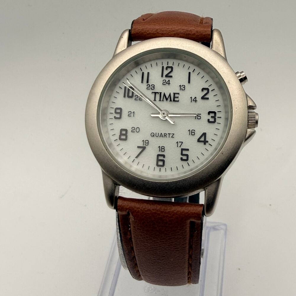 Vintage TIME Military-Style Indiglo Quartz Watch Working New Battery
